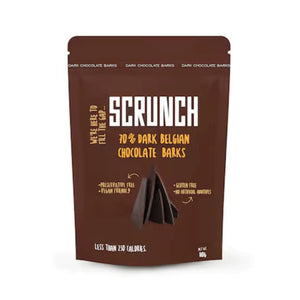 Scrunch Belgian Dark Chocolate Barks Healthy snack (35g single pouch) - KleanSource
