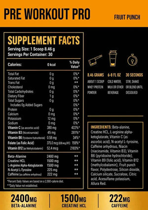 Watchme Pre Workout PRO Fruit Punch ( 30 servings)