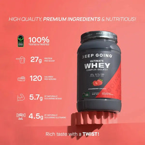 KEEP GOING Ultimate Whey Complex Isolate+ Strawberry Chunks 1kg - KleanSource