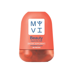 Myvi Beauty, Biotin, collagen peptide, hyaluronic acid, 60 Gummies ( strawberry flavor) - KleanSource