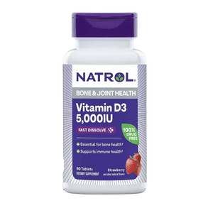 Natrol Vitamin D3, 5000 IU, 90 tablets, bones and join health ( strawberry) - KleanSource