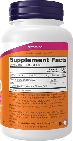 Now foods vitamin c1000 back of pack