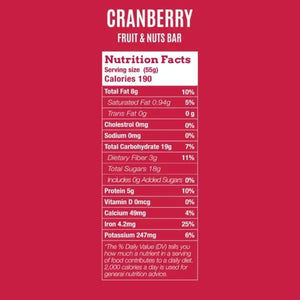 Own Snacks, Cranberry and Nuts Bar, 55g - KleanSource