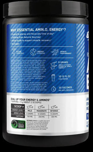 Optimum Nutrition Amino Energy - Pre Workout with Green Tea, BCAA, Energy Powder back of pack