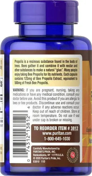 Puritan's Pride Bee Probolis 500 mg, 100 Capsules - KleanSource