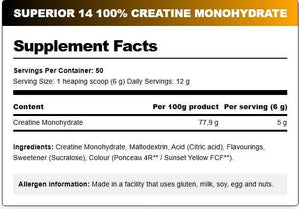 Superior 14,Creatine Monohydrate, 300G, 50 Servings ( orange Flavor)