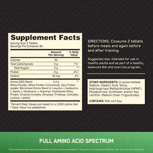 Supplement label with facts and directions on a black background