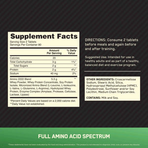 Optimum Nutrition Superior Amino 2222 Energy & Muscle Recovery Support, 160 tablets