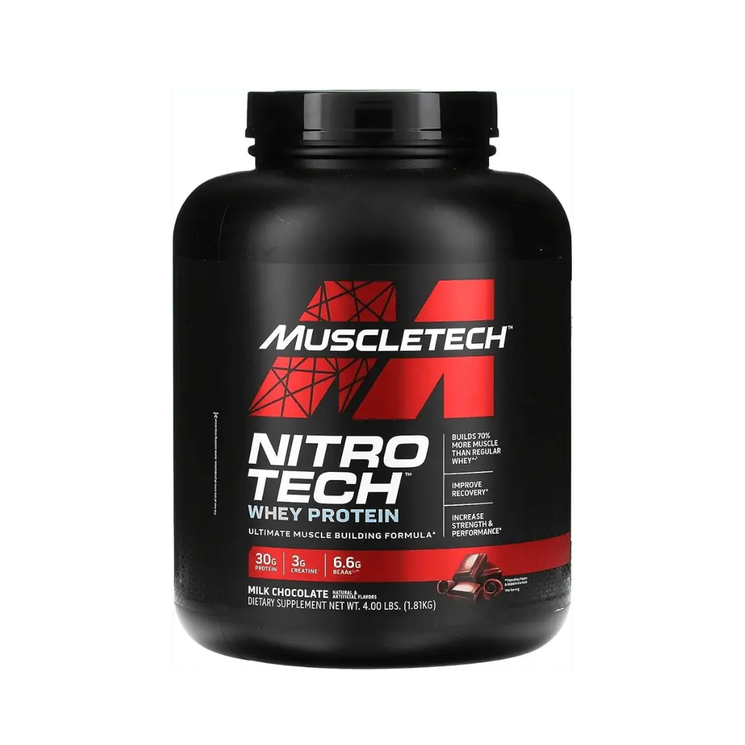MUSCLETECH Nitro Tech Whey Protein 30g Protein, 3g creatine monohydrate, 6.7g BCAA, 1.81kg - KleanSource