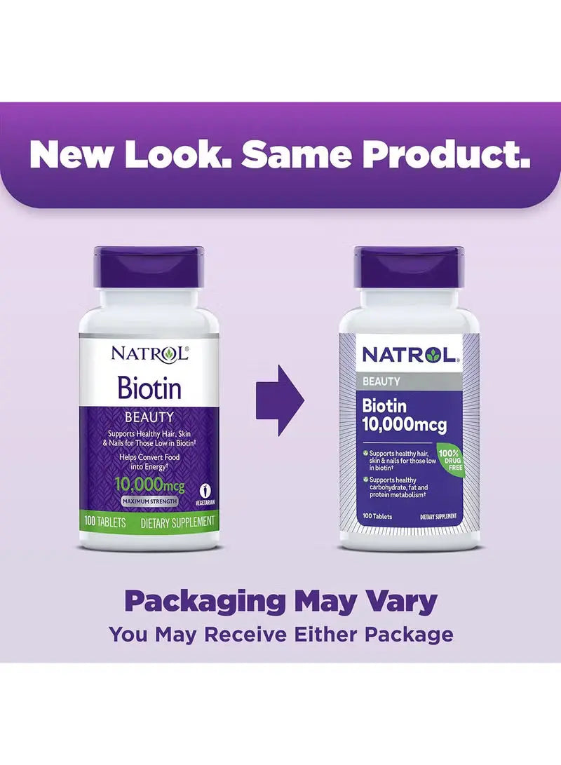 1natrol biotin 100 tablets  10,000mcg description