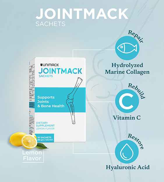 Unimack, Jointmack 10 Sachet Supports Joint Health By Collagen, Hyaluronic Acid, Vitamin C