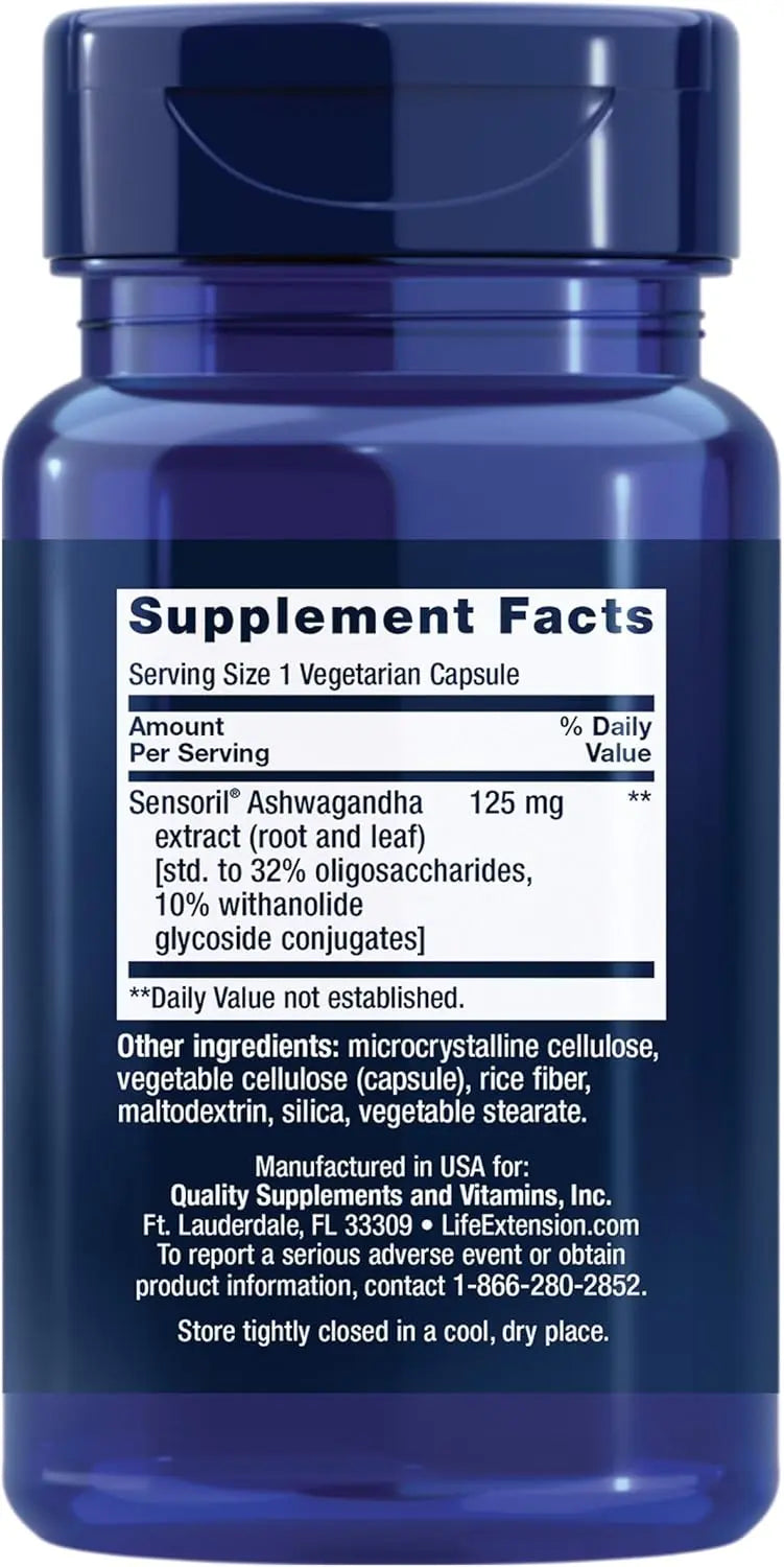 Life Extension Enhanced Ashwagandha Extract - 60 Veg Capsules Life Extension
