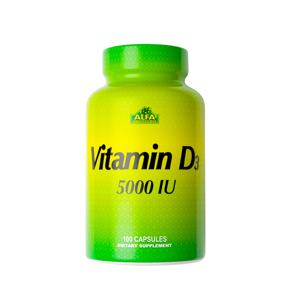 Alfa Vitamins Vitamin D3 5000 IU Dietary Supplement 100 Capsules