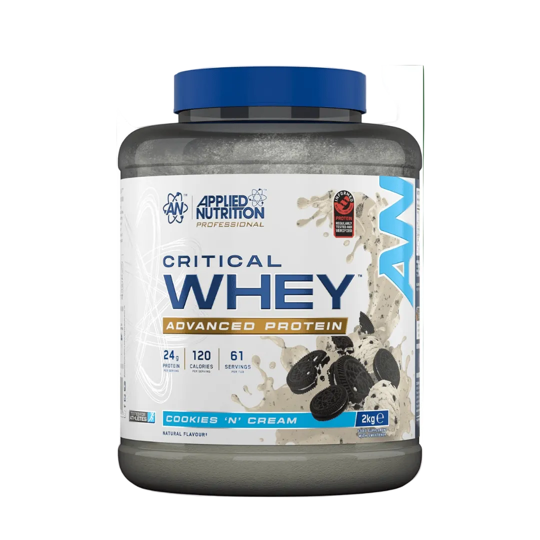 Applied Nutrition Critical Whey Protein Powder 24g protein with BCAAs & Glutamine, 61 servings cookies n cream