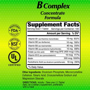 Alfa Vitamins B-Complex Formula Dietary Supplement 100 Tablets