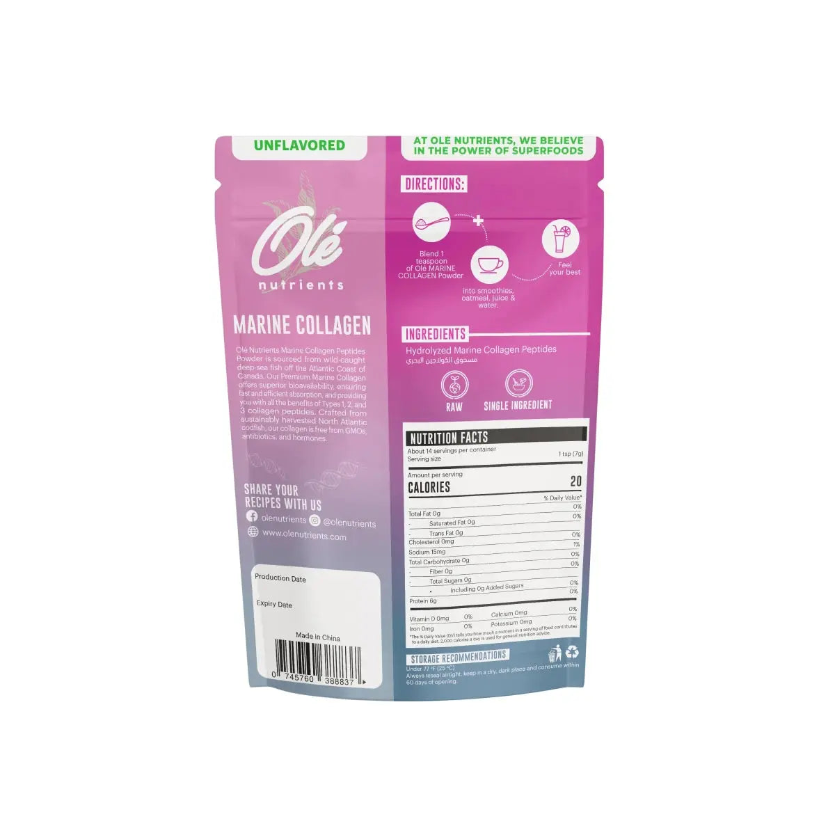 Ole Nutrients, Marine Collagen Peptides Powder 100g - KleanSource