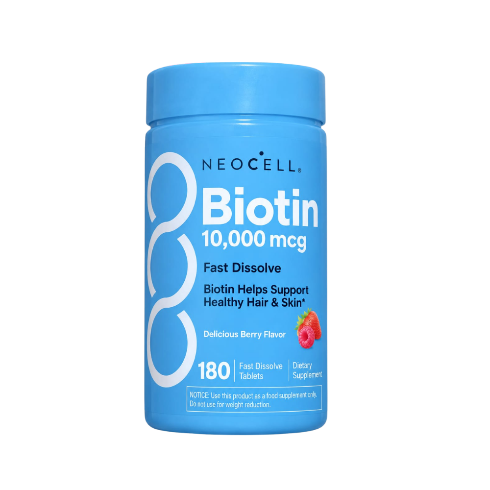 NeoCell Biotin 10,000 mcg Fast Dissolve 180 Tablets | Berry Flavor for Healthy Hair, Skin and Nails
