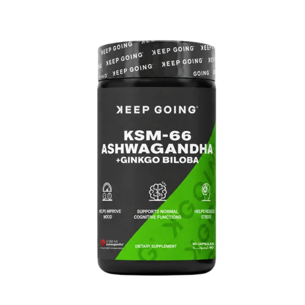 KEEP GOING Ashwagandha KSM-66 + Ginkgo Biloba, 90 Capsules