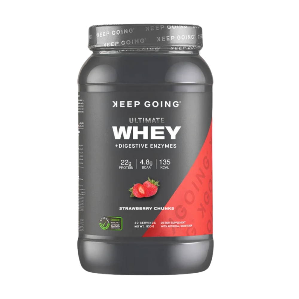 KEEP GOING, Ultimate Whey +Digestive Enzymes Strawberry Chunks ( 1kg/30 servings)
