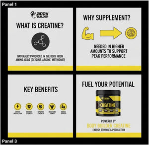 BODY BUILDER CREATINE UNFLAVOURED 5000mg, 60 servings - KleanSource
