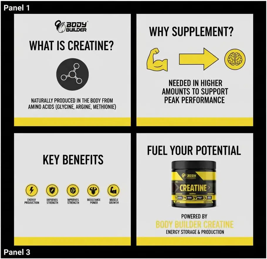 BODY BUILDER CREATINE UNFLAVOURED 5000mg, 60 servings - KleanSource