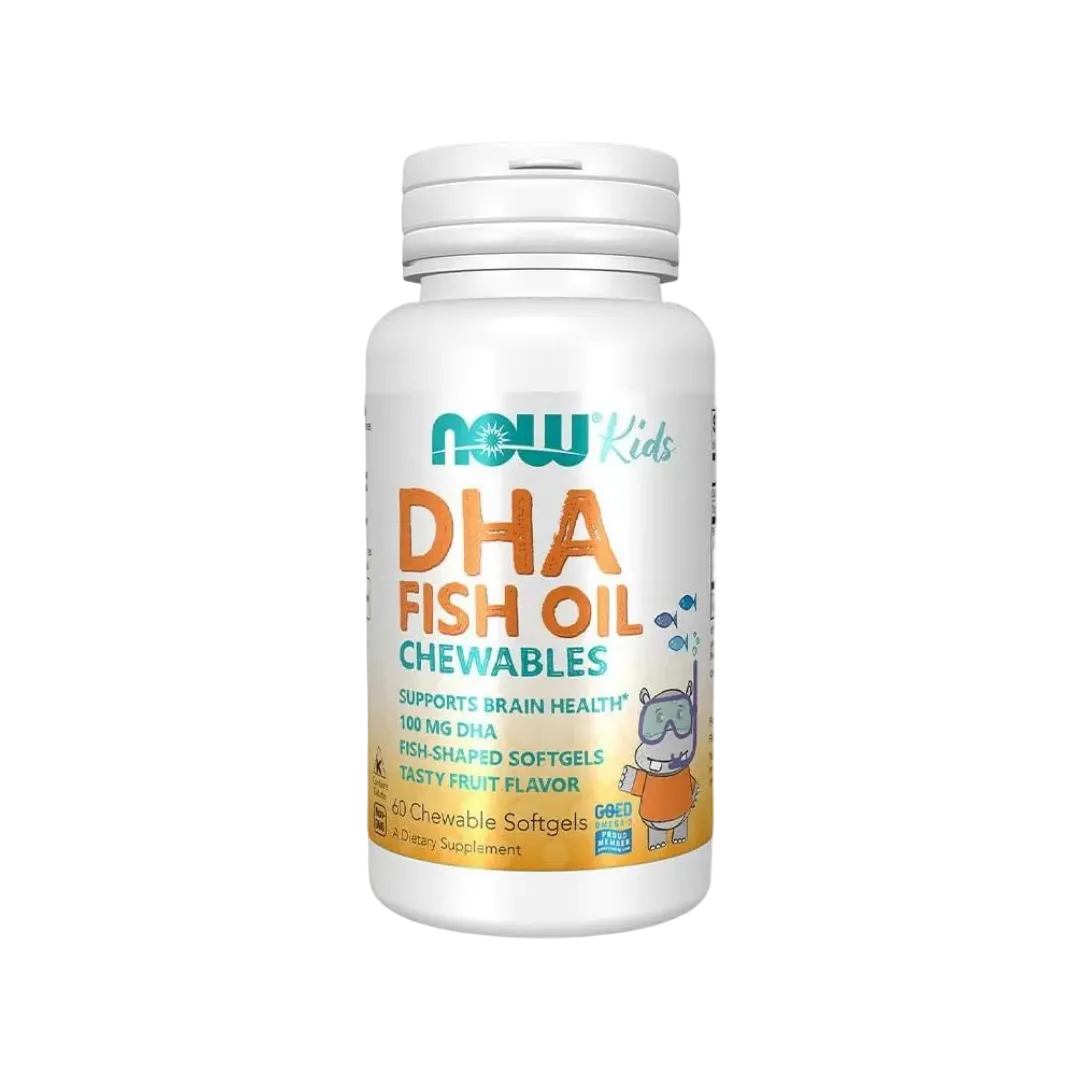 Bottle of NOW Kids DHA Fish Oil Chewables 