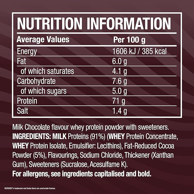 Cellucor C4 Whey Protein Powder, 25g Protein, Low Sugar, 22 Servings hersheys chocolate back of pack