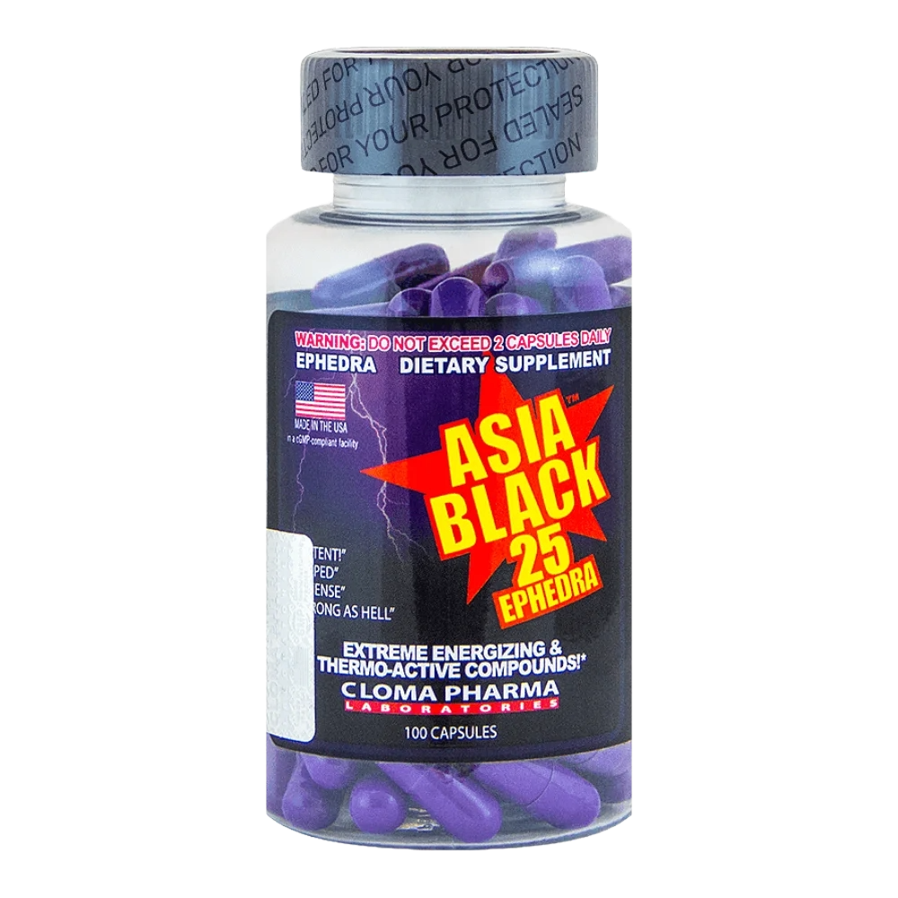 Cloma Pharma, Asia Black 25 Ephedra, 100 Capsules