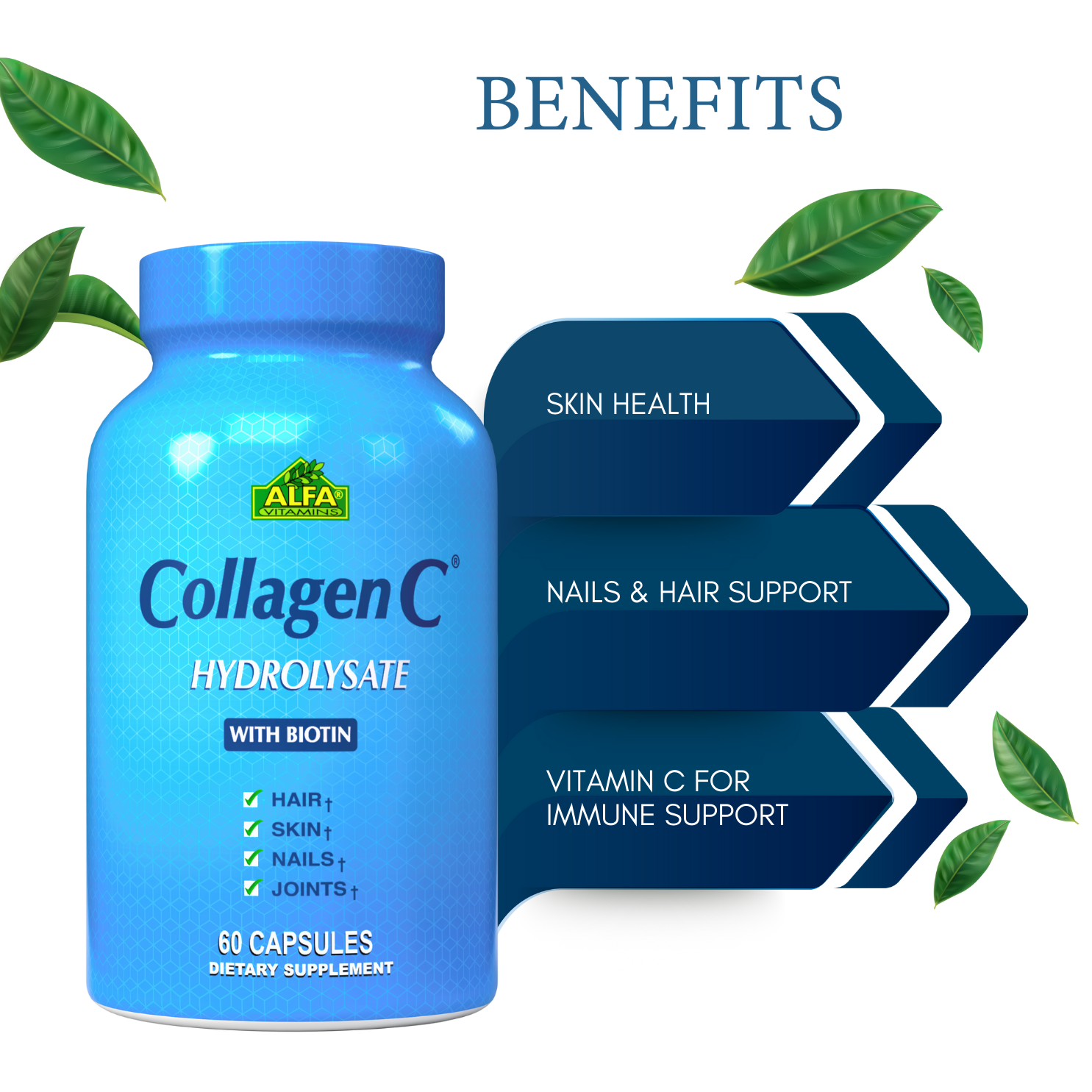 Alfa Vitamins CollagenC Hydrolysate Biotin Capsules