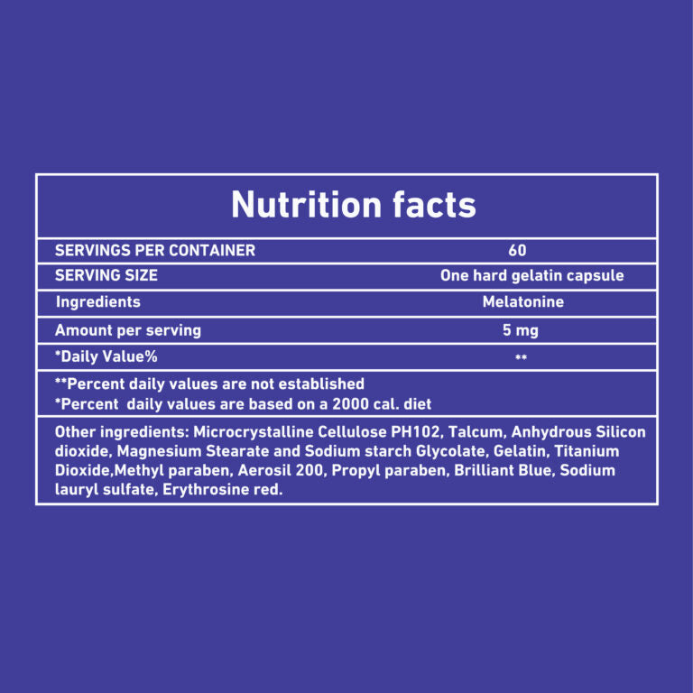 Dozova Melatonin-60 tablets back of pack