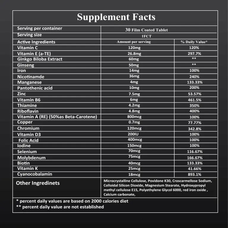 Dozova man max supplement facts