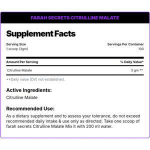 Farah Secret, CITRULLINE MALATE, 300g, 100 Servings