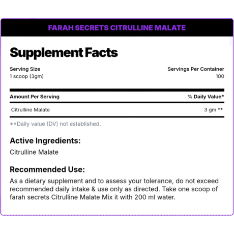 Farah Secret, CITRULLINE MALATE, 300g, 100 Servings