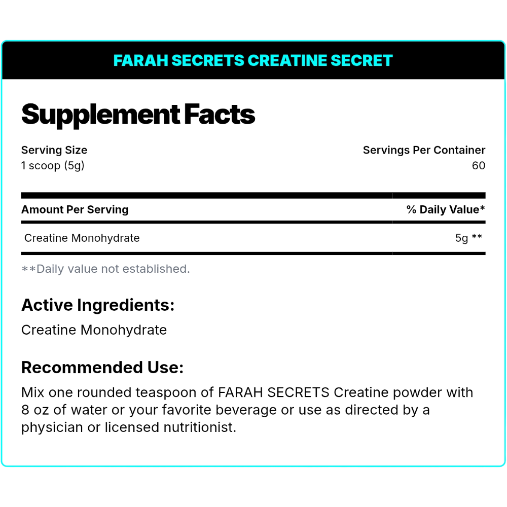 Farah Secrets, CREATINE SECRET, 300g, 60 Servings