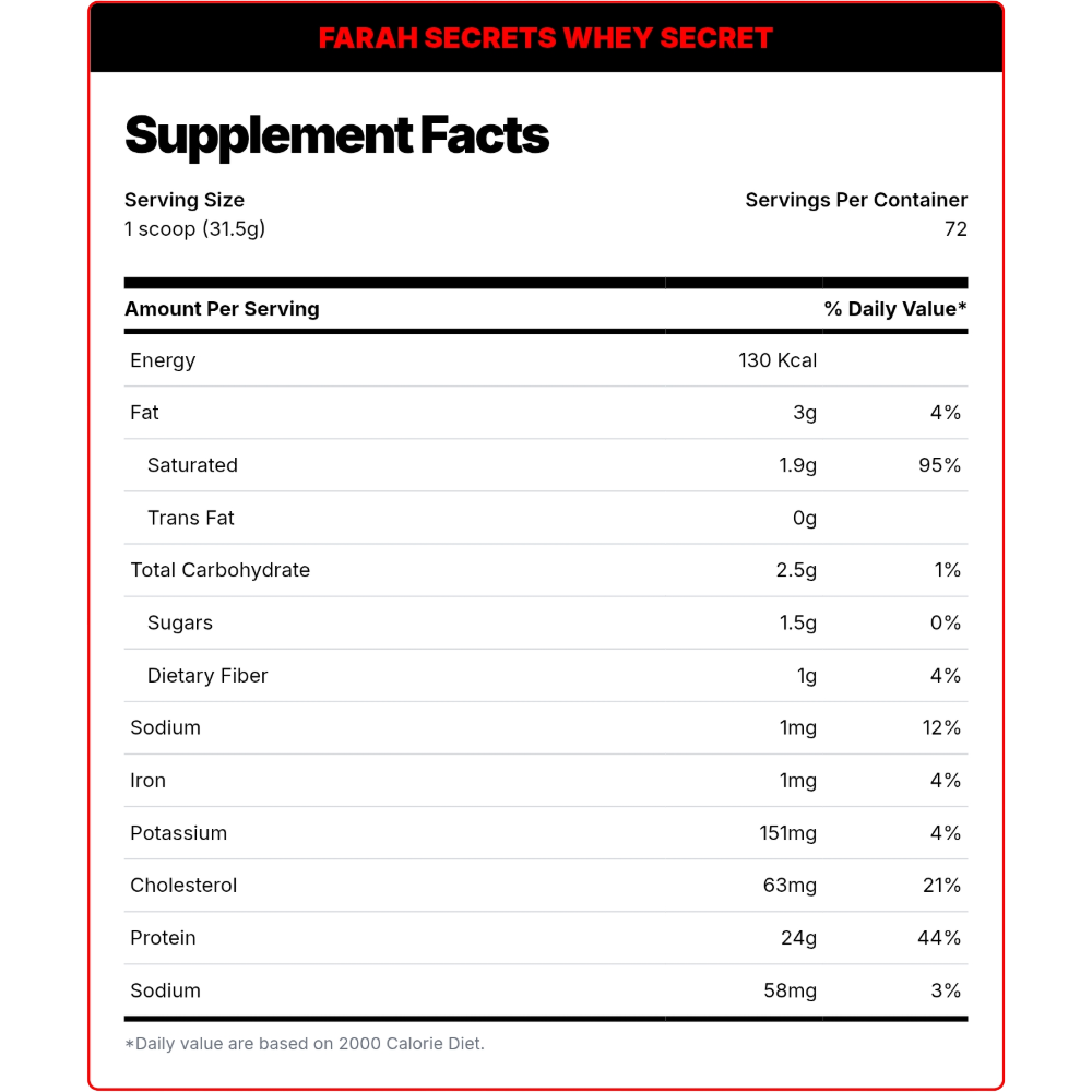Farah Secrets, WHEY SECRET, 2.3kg, 72 Servings