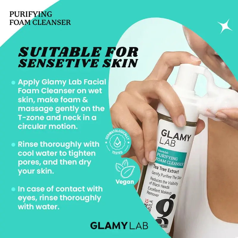 GLAMY LAB, Purifying Cleanser Foam with Tea Tree Extract, 150 ml - KleanSource