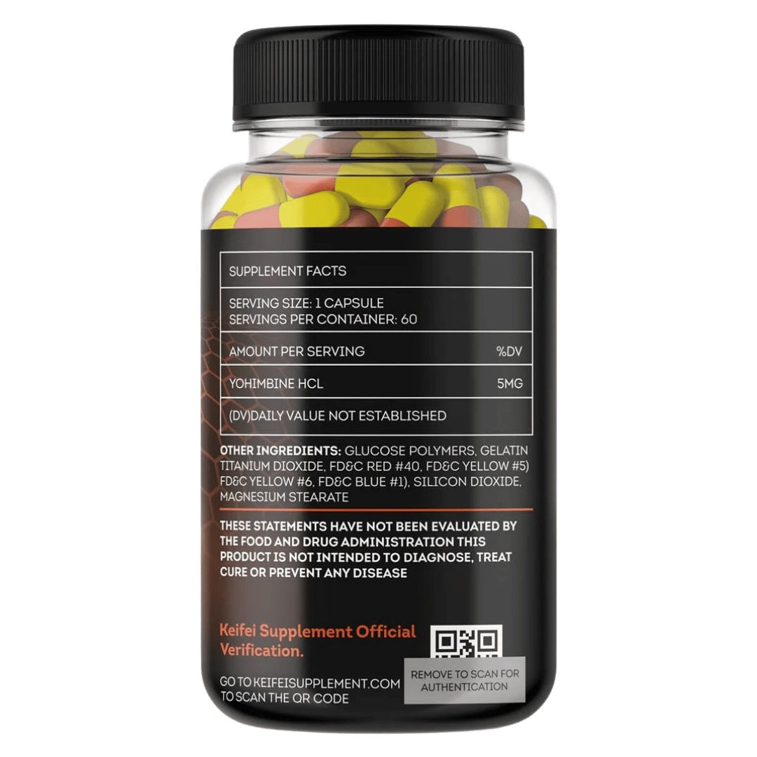 Keifei Supplement, Yohimbine, 60 Capsules, 60 Servings back of pack