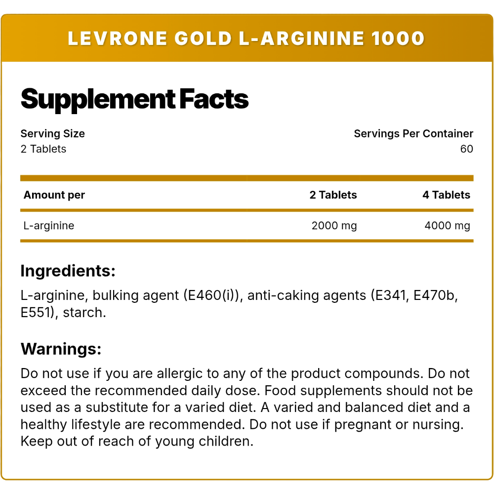 Kevin Levrone, Gold L-Arginine 1000, 120 Tablets, 60 Servings