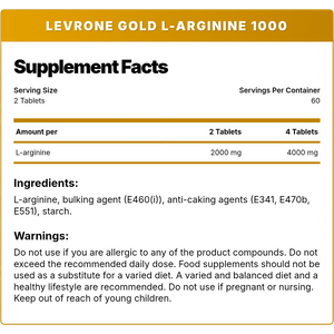 Kevin Levrone, Gold L-Arginine 1000, 120 Tablets, 60 Servings