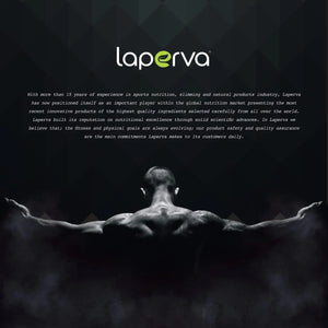 Laperva brand advertisement with a muscular figure on a dark background