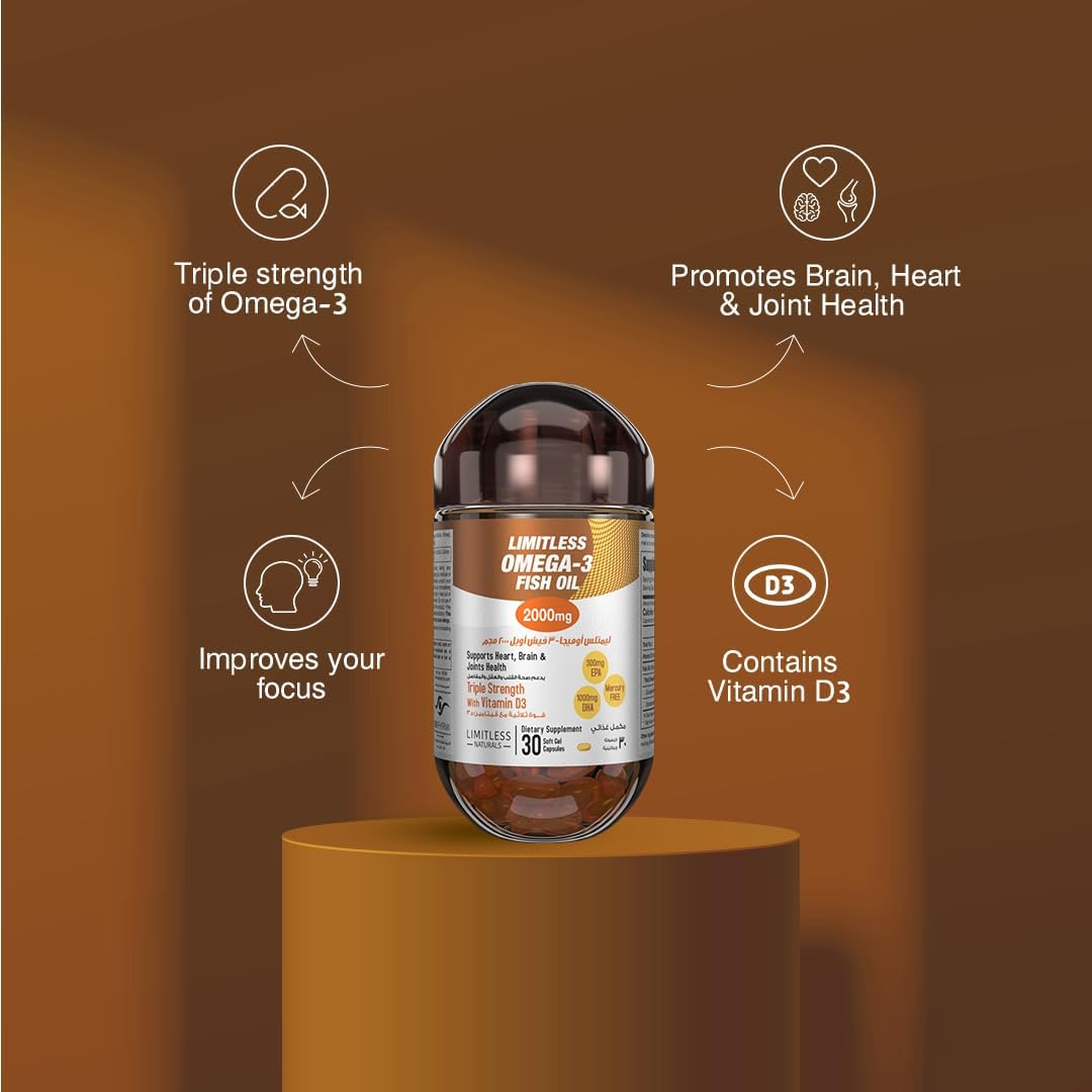 Limitless Naturals Omega 3 fish oil 2000mg 30 capsules marketing