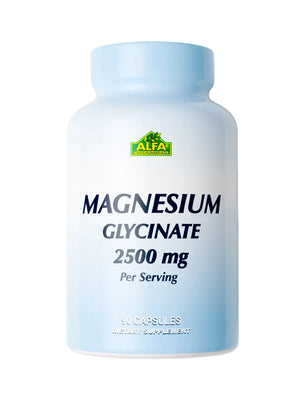 Alfa Vitamins Magnesium Glycinate 2500mg Supplement 90 Capsules