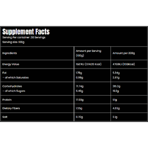 Marvelous Nutrition Big extreme weight gainer and mass gainer 30 servings  back of pack