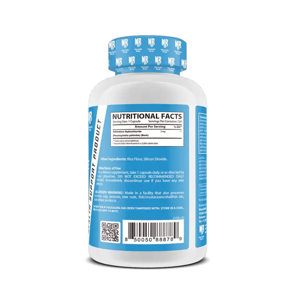 Muscle Rulz, YOHIMBINE HCL, 5 MG, 120 Capsules, 120 Servings - KleanSource