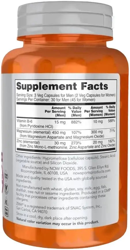 NOW Sports ZMA Sports Recovery 90 Capsules - KleanSource