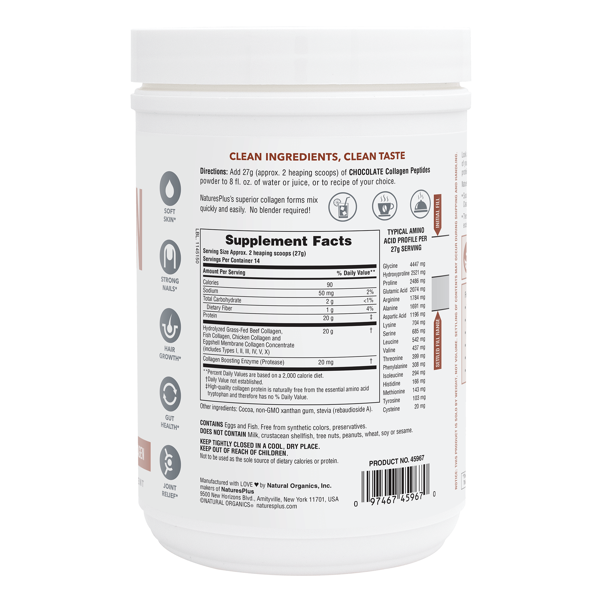 NaturesPlus Collagen Peptides Chocolate Powder 6 Types Hydrolyzed1
