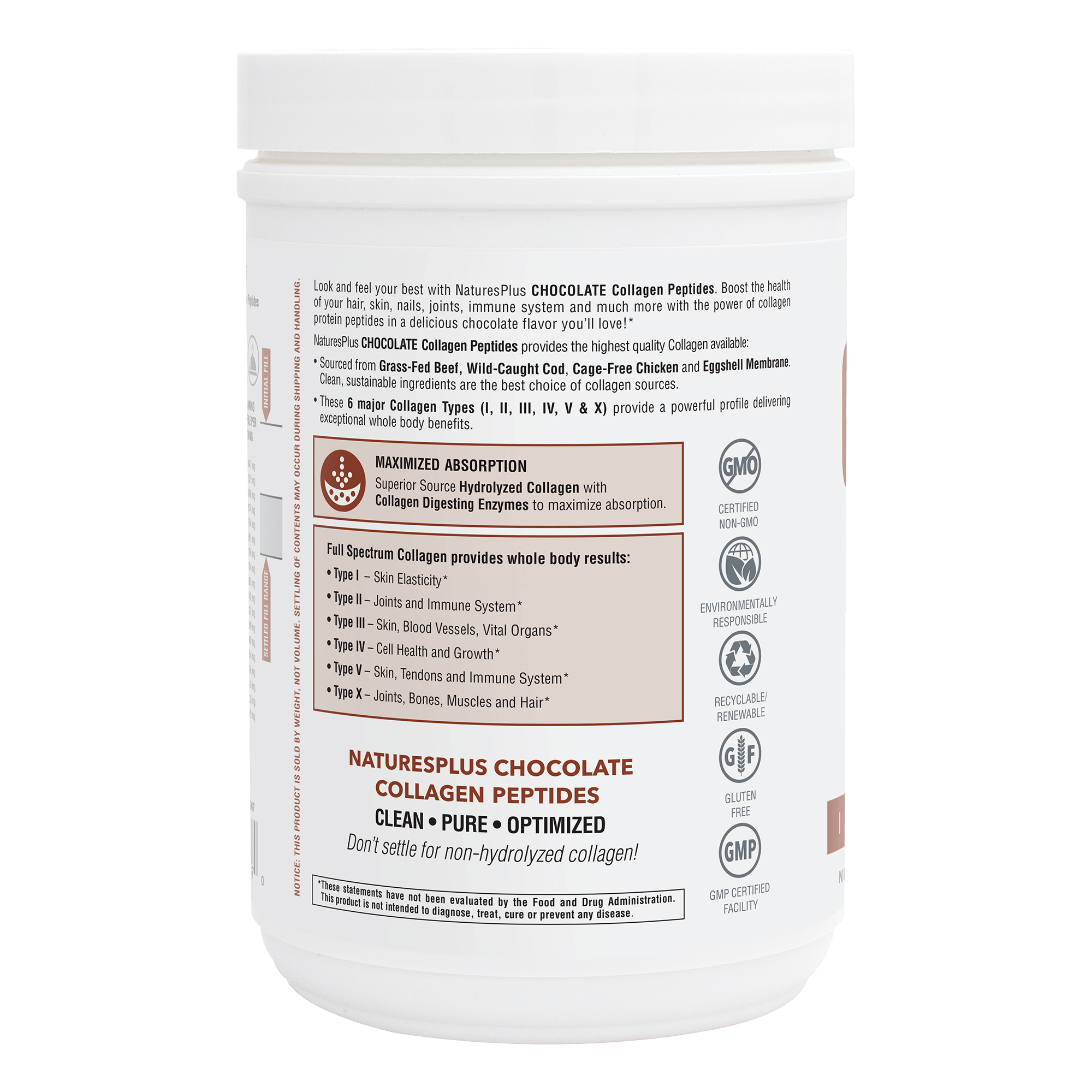 NaturesPlus Collagen Peptides Chocolate Powder 6 Types Hydrolyzed3