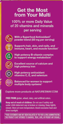 Natures way Alive womens complete multivitamin back of pack2