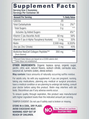 NeoCell Hair Skin and Nails Gummies + Collagen Peptides Plus Biotin, 60 Gummies - KleanSource