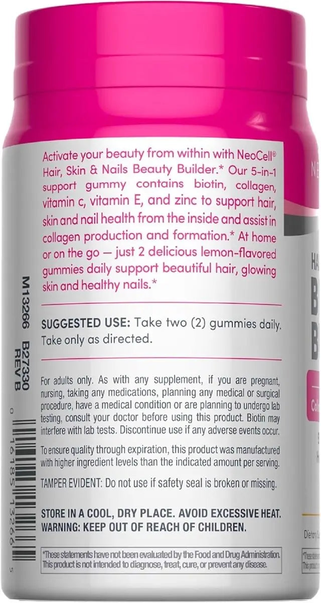NeoCell Hair Skin and Nails Gummies + Collagen Peptides Plus Biotin, 60 Gummies - KleanSource